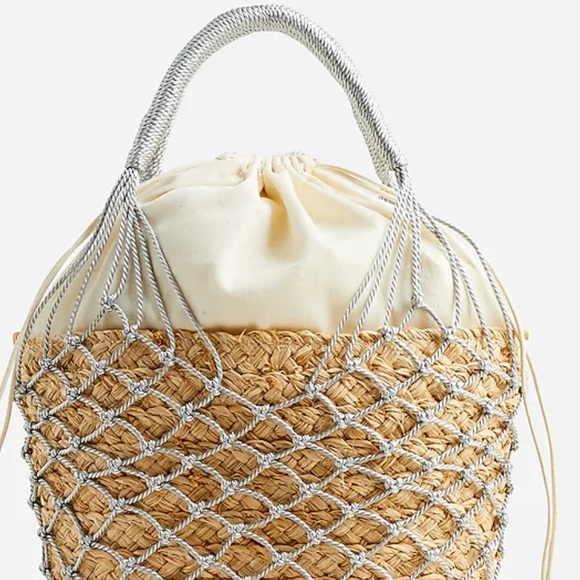 🎉HP🎉NWT J Crew Basket Bag in Metallic Silver - Picture 4 of 13